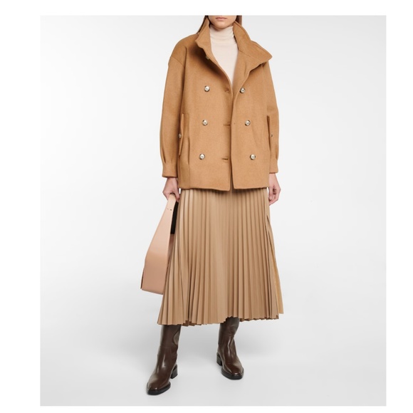 $1112 Veronica Beard Cassie Double-breasted Wool-blend Coat In Brown Beige - Picture 7 of 11